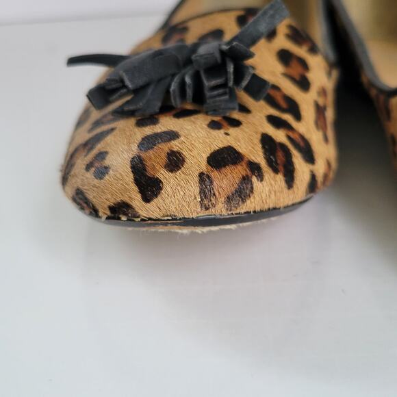 Nine West Ballet Flats Women's 7M Parsel Leopard Calf Hair Tassel Classic - Picture 4 of 14